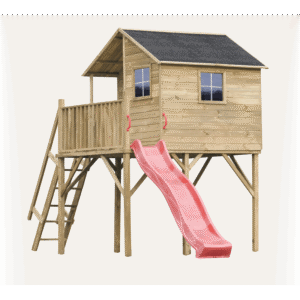 Drewniany domek ogrodowy dla dzieci Jerzyk MAX ze ślizgiem | Domki ogrodowe dla dzieci | One Product