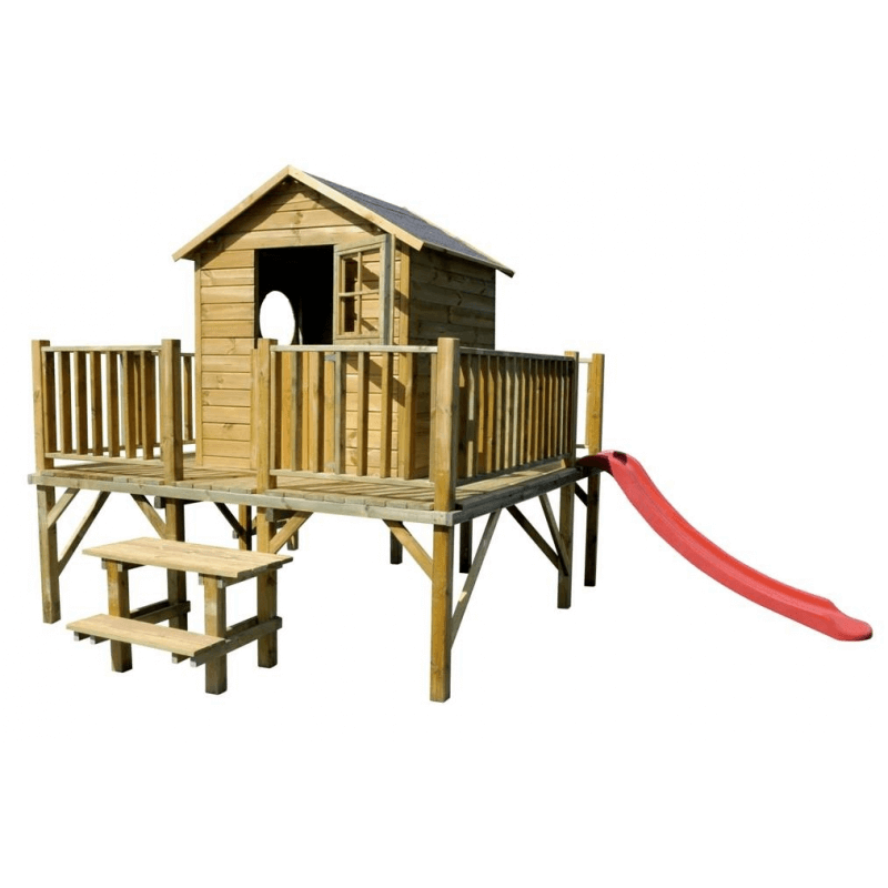 Drewniany domek ogrodowy dla dzieci Maciej ze ślizgiem
