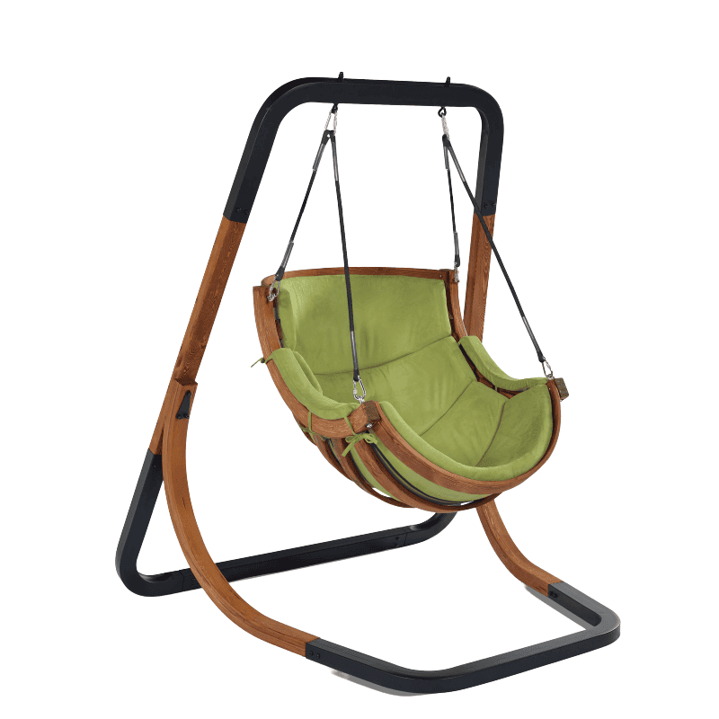 Fotel wiszący ogrodowy ze stelażem – oliwkowy