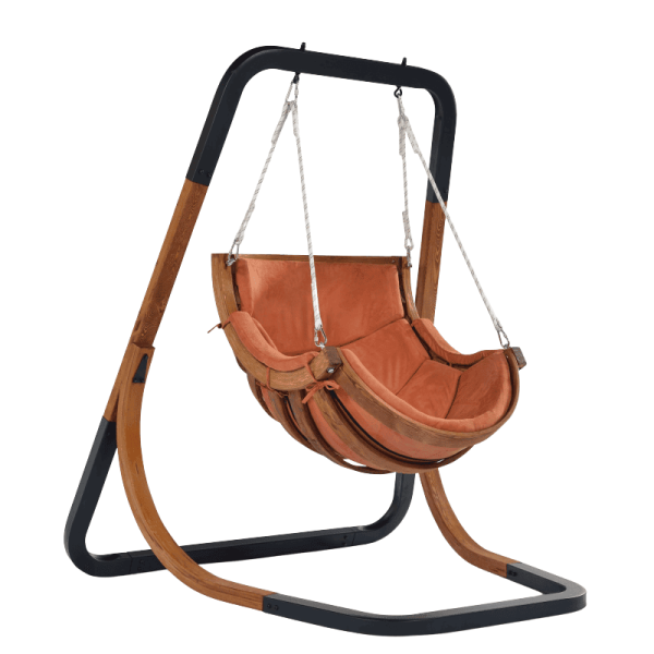 Fotel wiszący ogrodowy ze stelażem – terracotta