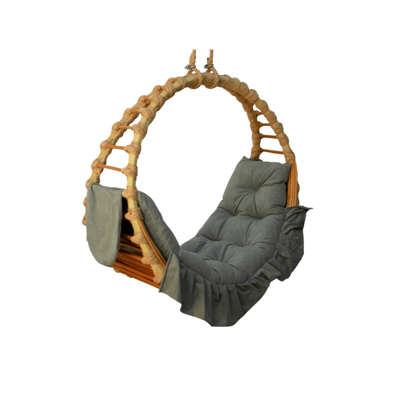 Fotel wiszący wiklinowy ogrodowy Pierścień – szary