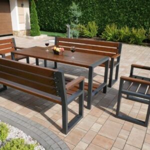 Stol-nowoczesny-dwie-lawki-nowoczesne-z-oparciem-i-dwa-krzesla-nowoczesne-z-oparciem