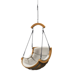 Wiszący fotel ogrodowy beżowy - huśtawka ogrodowa