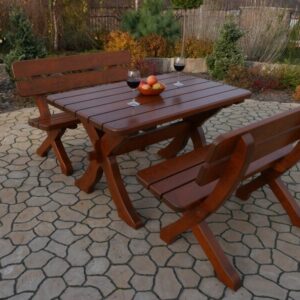 Zestaw ogrodowy Bawarski - stół 120 cm + 2 ławki 110 cm