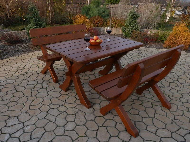 Zestaw ogrodowy Bawarski – stół 120 cm + 2 ławki 110 cm