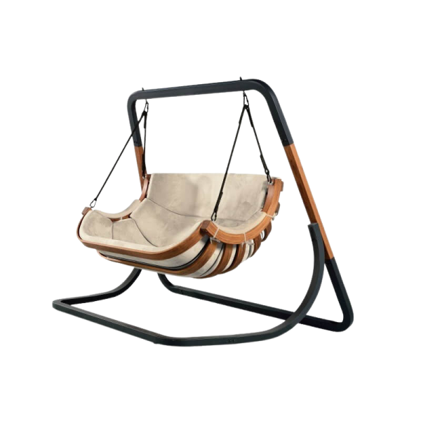 Double Hanging Chair with Frame – beige