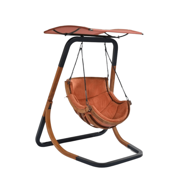 Fotel wiszący z daszkiem ogrodowy – terracotta