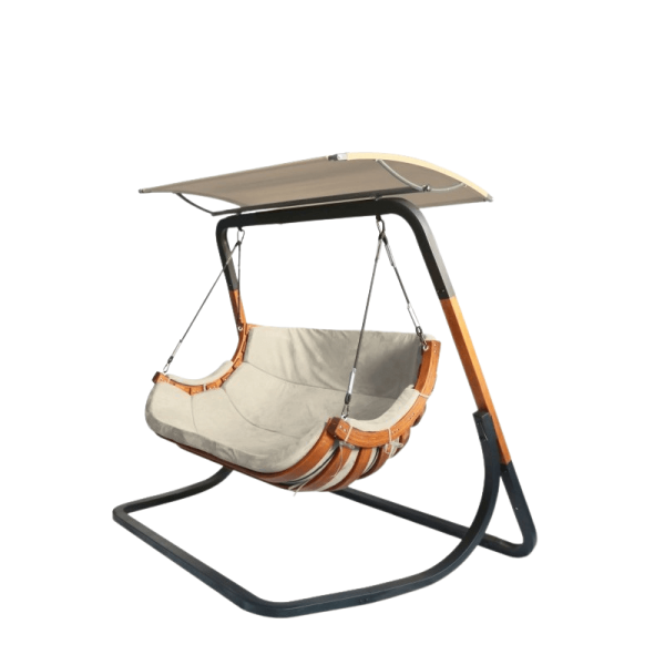 Doppel-Hängesessel mit Dach – beige