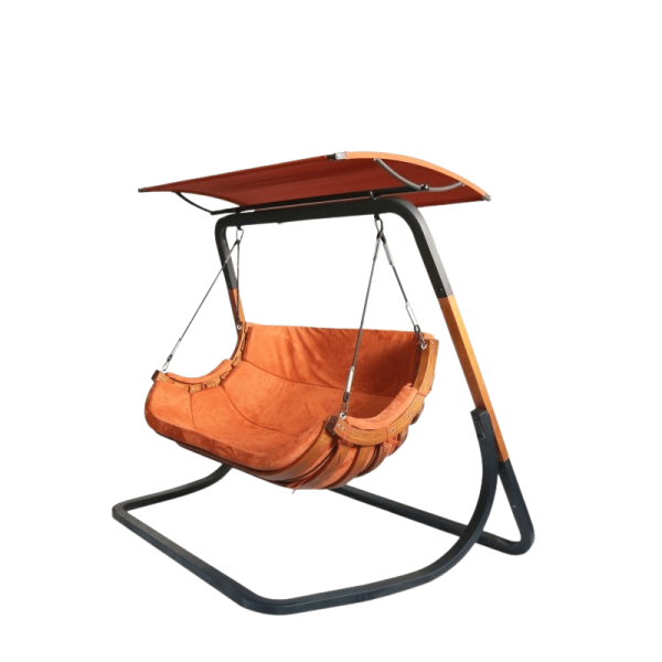 Double Hanging Chair with Canopy – terracotta